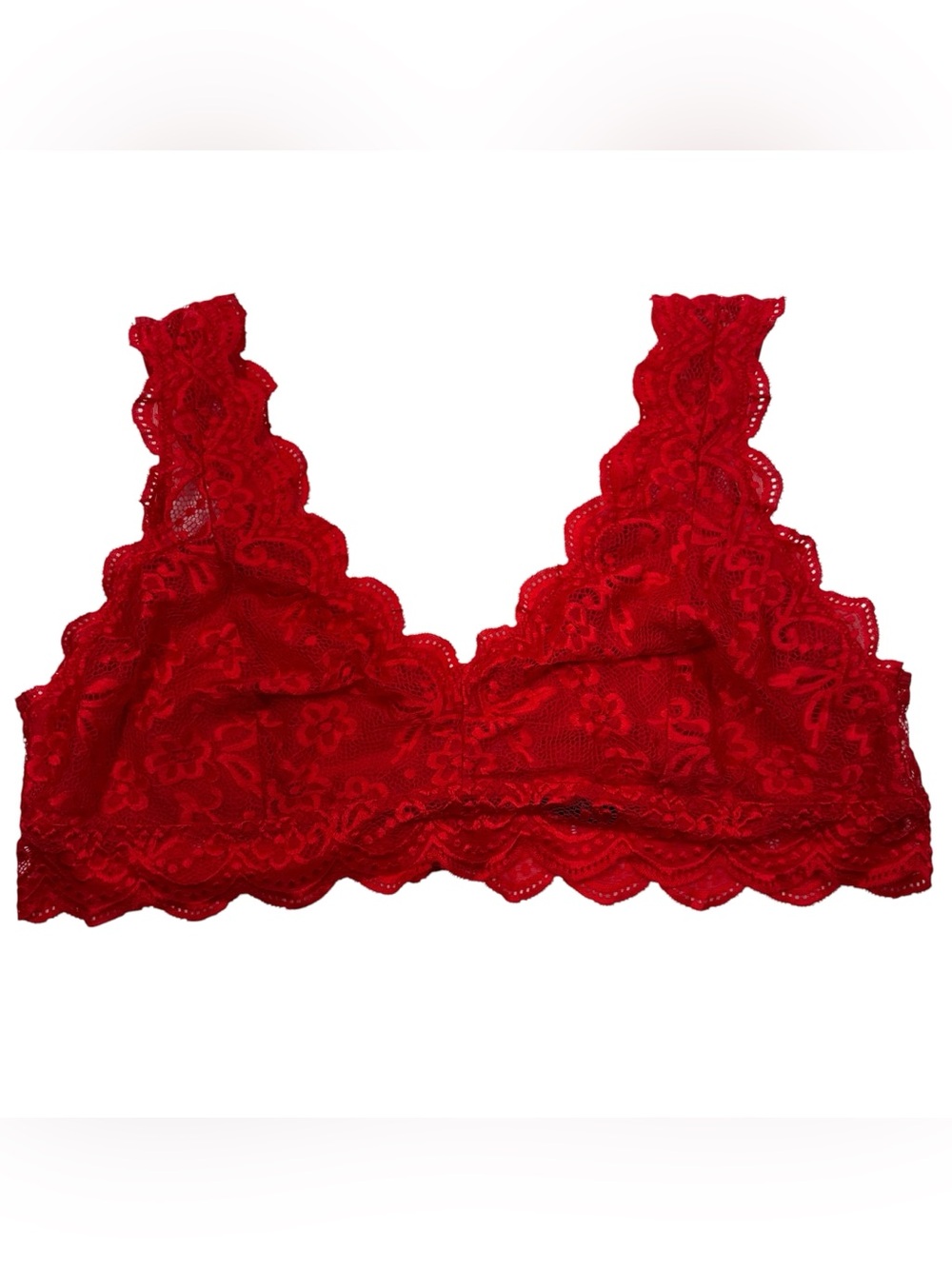 Avidlove Red Sheer Lace Scalloped Hem Lightweight Unlined Wirefree Bralette 22W